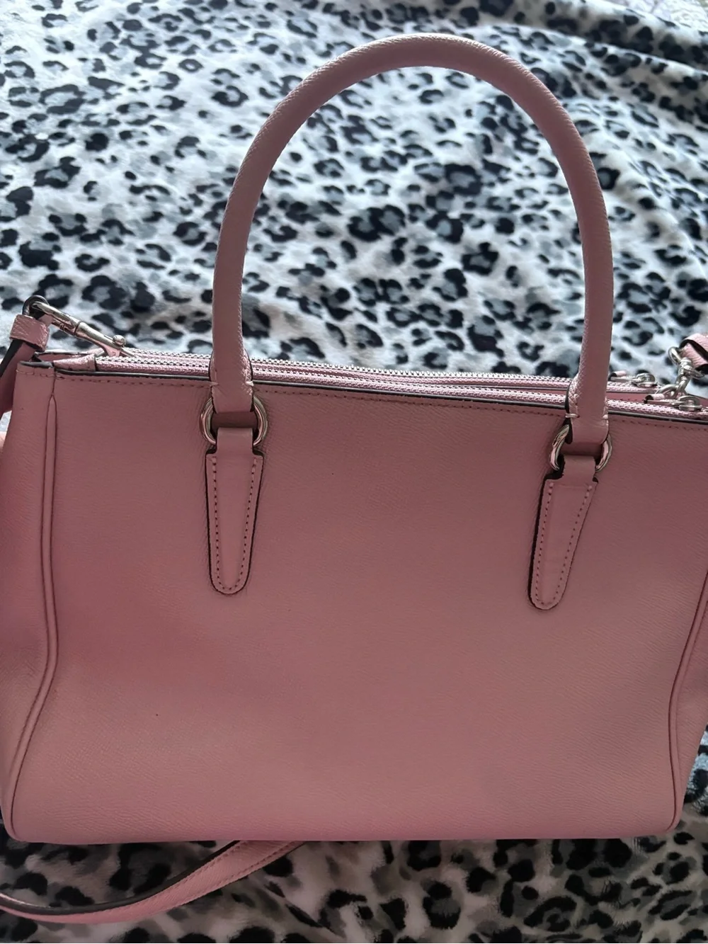 COACH Surrey Carryall in Blush Pink Leather Double-Zip Satchel